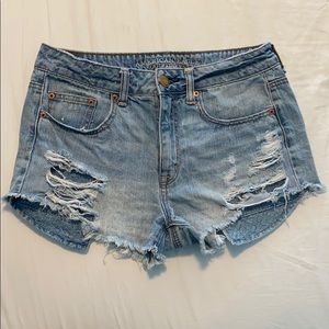 high-rise denim shorts